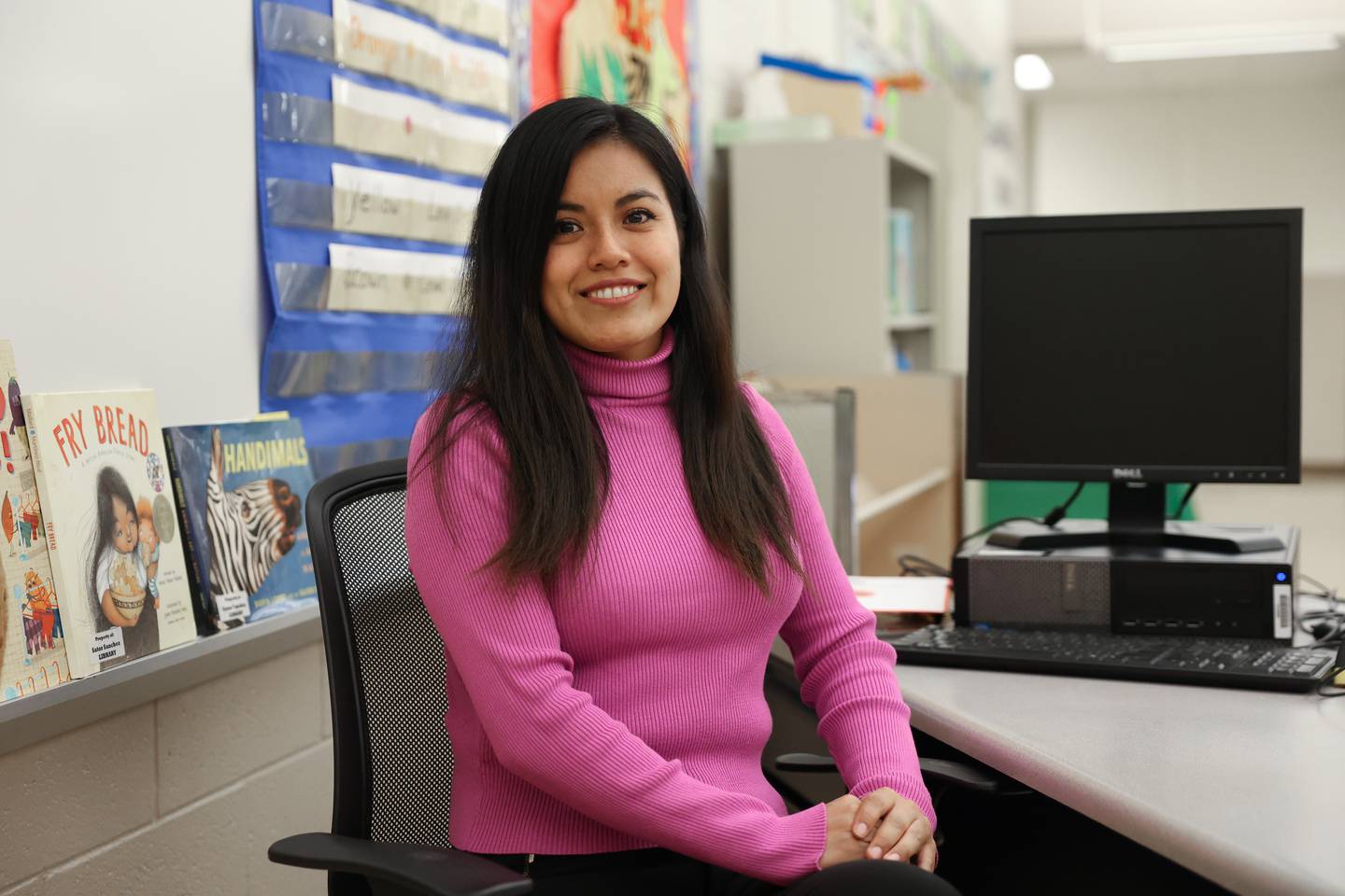 Katherine Avalos of Peru is an English as a Second Language resource teacher at Gompers Junior High. Joliet Public Schools District 86 welcomed three international teachers to the district at the start of the 2021-2022 school year. Wednesday, April 20, 2022, in Joliet.