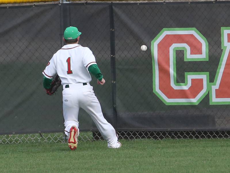 L-P's Brady Romagnoli chases down a fly ball against Kaneland on Wednesday, April 5, 2023 at Dickinson Field in Oglesby.