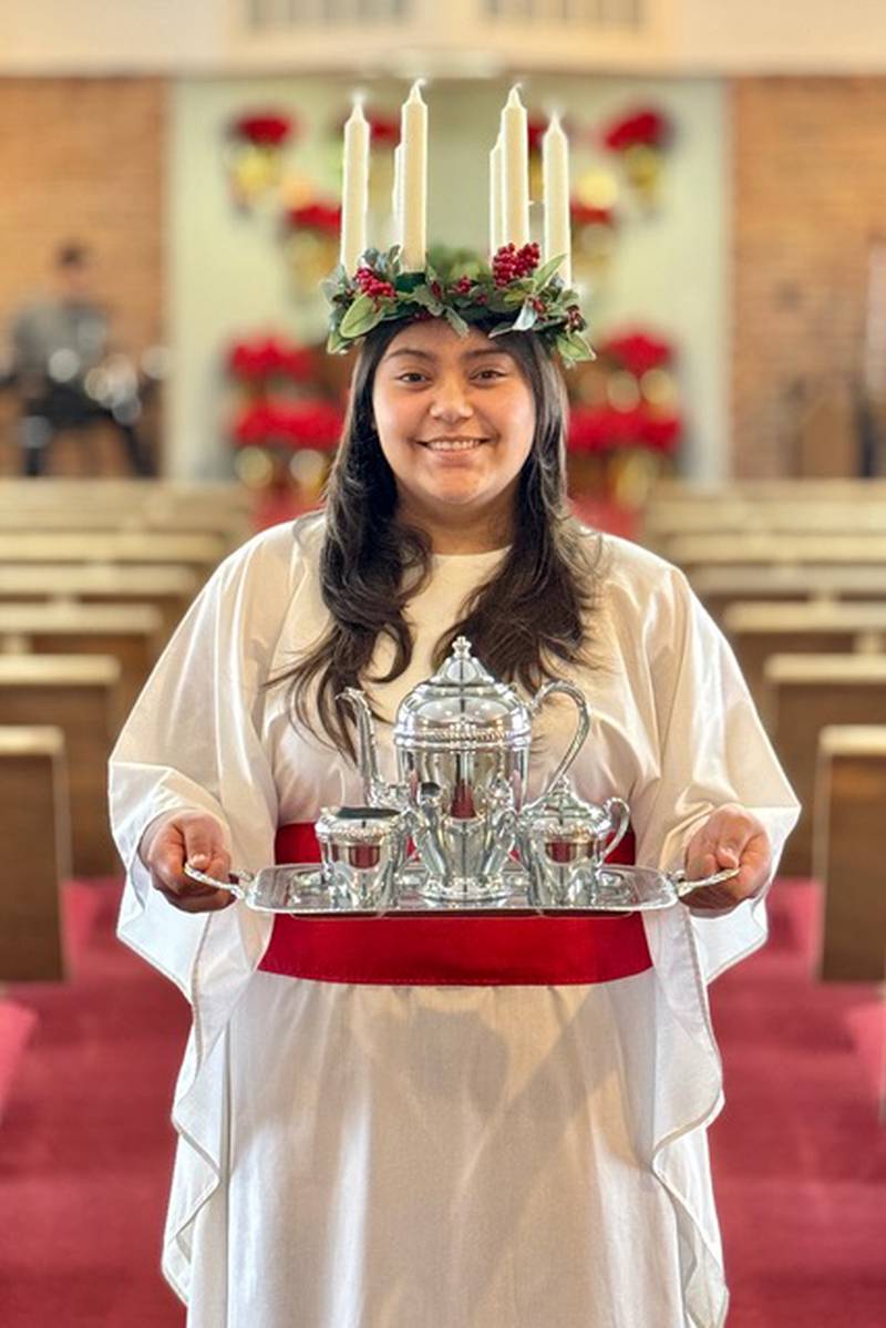 Ruby Barraza, 17, of Joliet., will portray Santa Lucia on Sunday at the Church of the Good Shepherd Evangelical Covenant, 2437 Plainfield Road in Crest Hill, for the church's traditional Lucia Fest. She is the daughter of Irma Rivera and Juan Manuel Holguin Barraza.