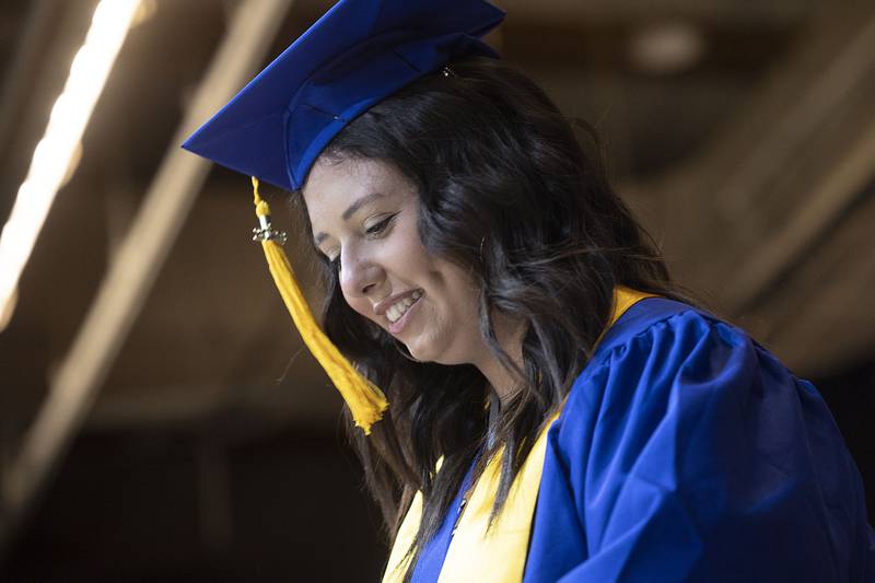 Ava Anderson leaves the stage after accepting her diploma during Newman High School’s graduation Wednesday, May 17, 2023.