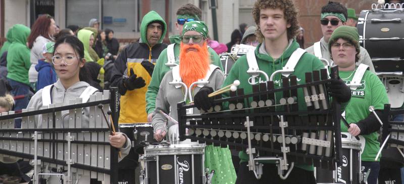 The Rock Falls High School band marches in Dixon's St. Patrick's Day parade Saturday, March 15, 2025.