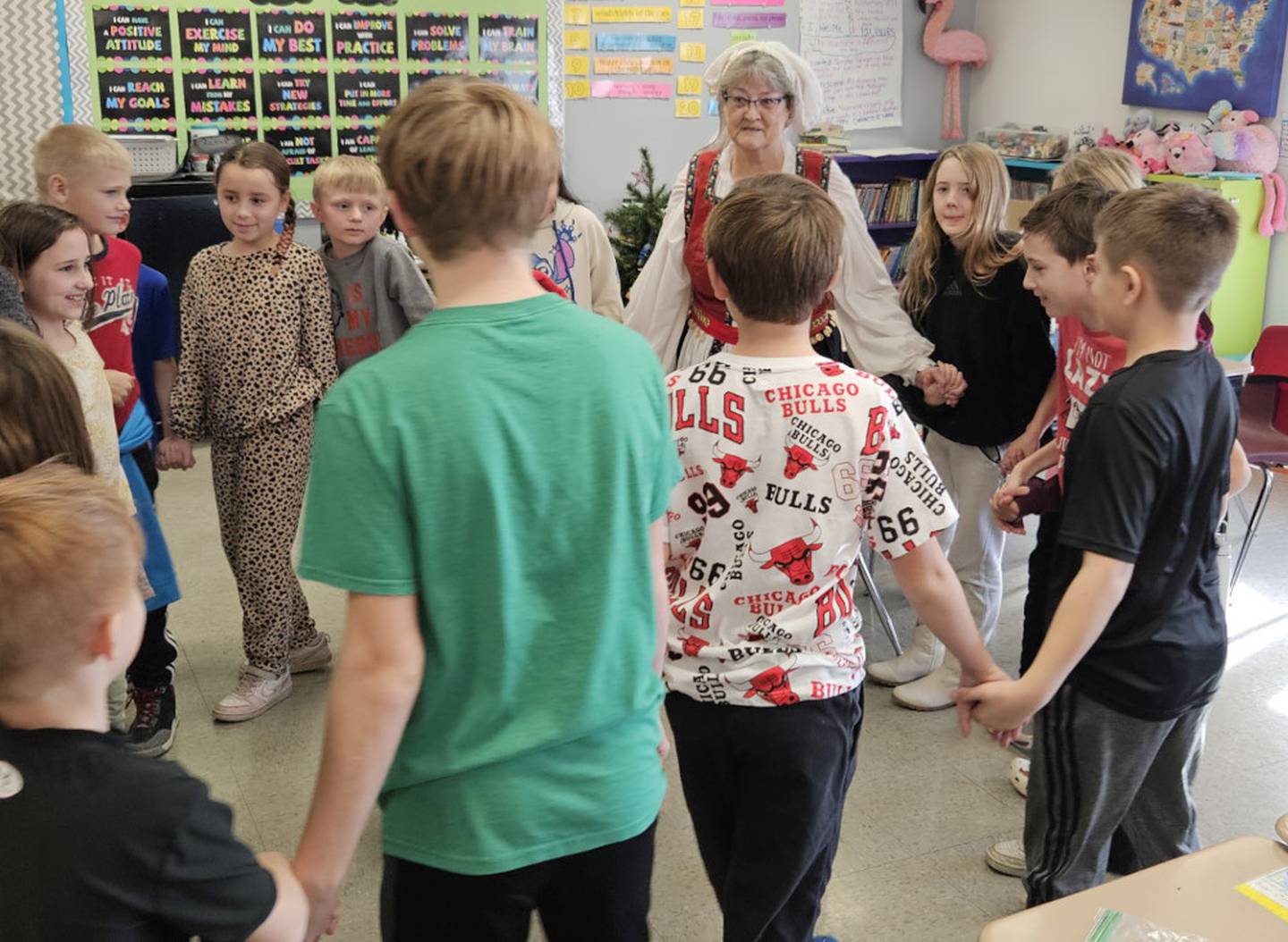 Cross Lutheran School's fourth graders ended their Christmas Around the World unit with a presentation by Barb Johnson on Christmas in Norway.