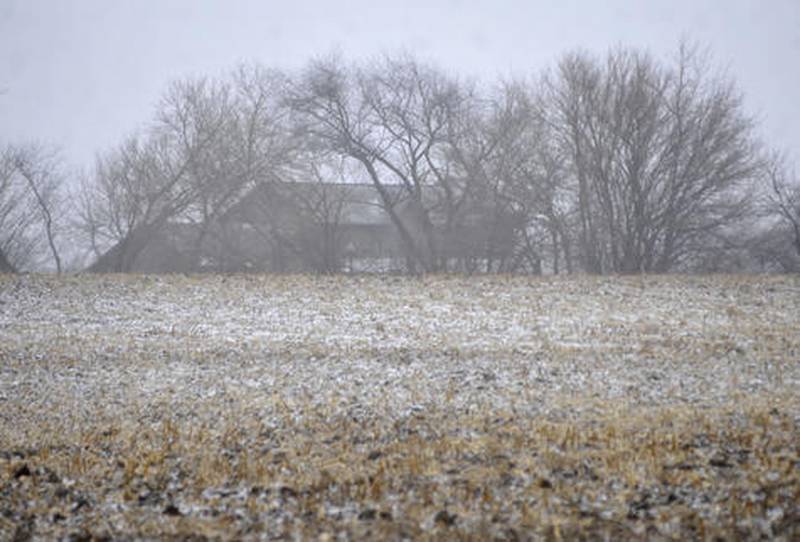 A dusting of snow covers a farm field in January 2020 in McHenry County.