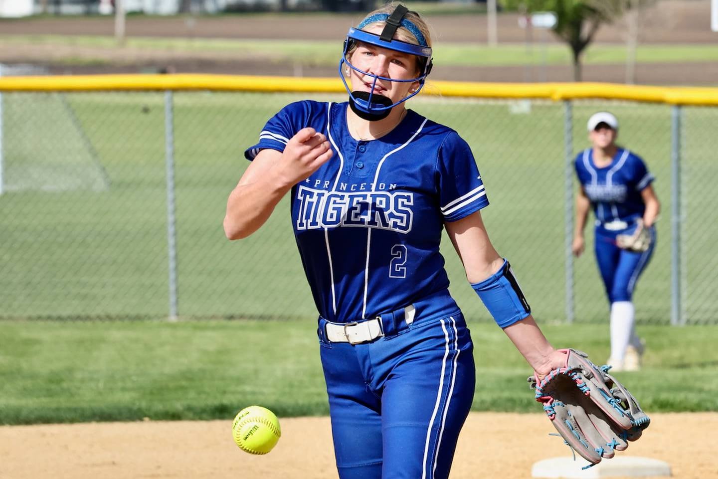 Princeton's Reese Reviglio throws a pitch during the Tigresses' 15-0, four-inning victory on Thursday, May 7, 2026 in Princeton.