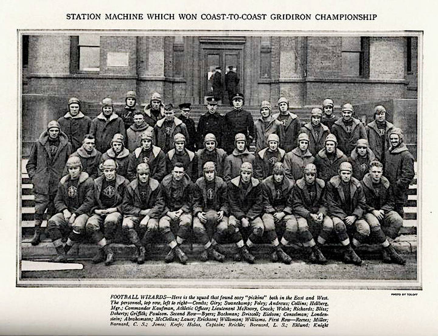 This photo of the 1919 Rose Bowl-winning Great Lakes Bluejackets was provided by the National Museum of the American Sailor.