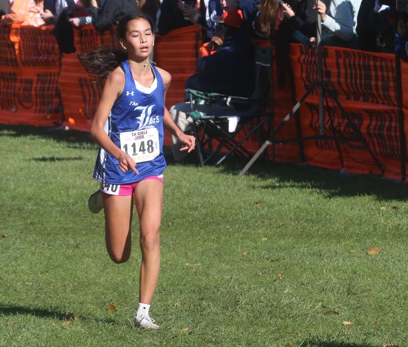 Lake Villa Lake's Hannah Salbilla competes in the Class 2A State Cross Country race on Saturday, Nov. 4, 2023 at Detweiller Park in Peoria.