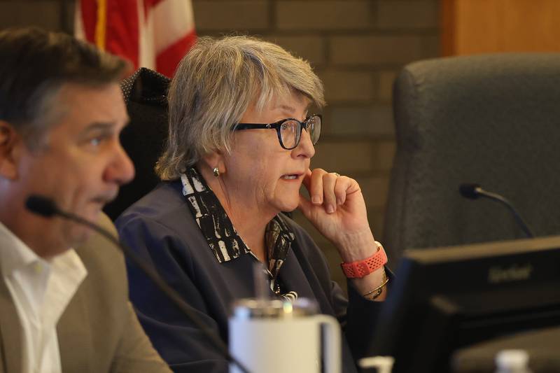 City of Joliet Plan Commission board member Debbie Radakovich speaks at the proposed Data Center at the City of Joliet Plan Commission meeting on Thursday, March 5, 2026 in Joliet.