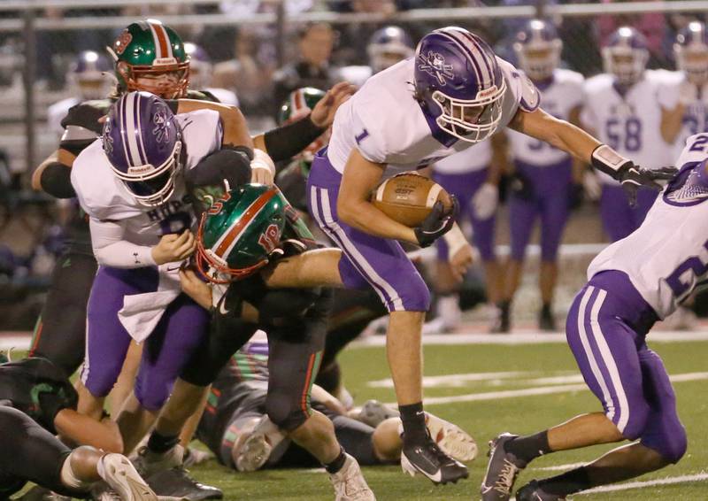 Rochelle's Grant Gensler runs the ball against L-P on Friday, Sept. 27, 2024 at Howard Fellows Stadium.