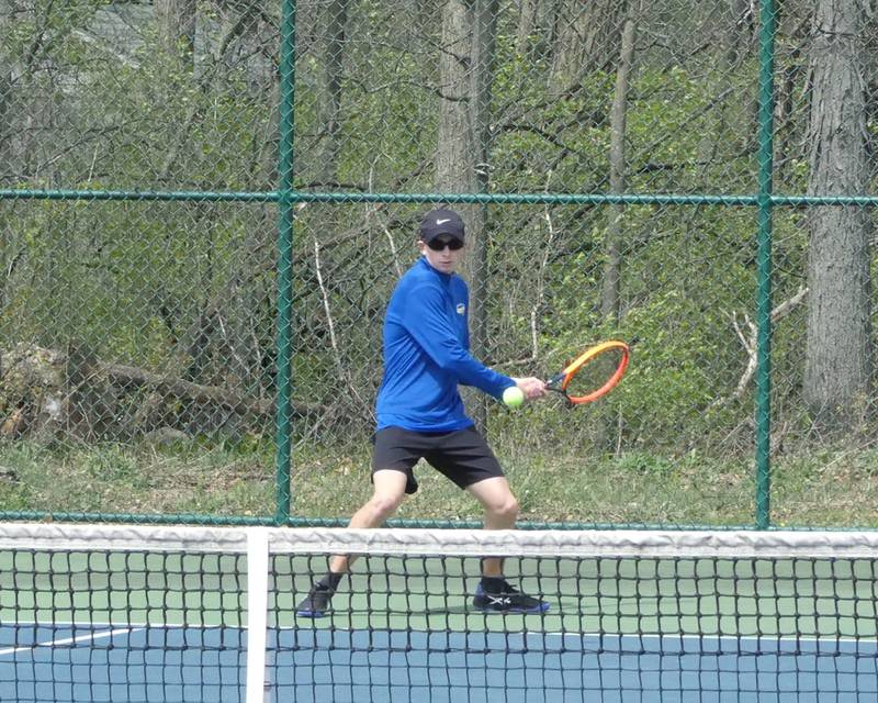 Johnsburg sophomore Tyler Batt gets ready to return a ball at the Lakes Tournament.