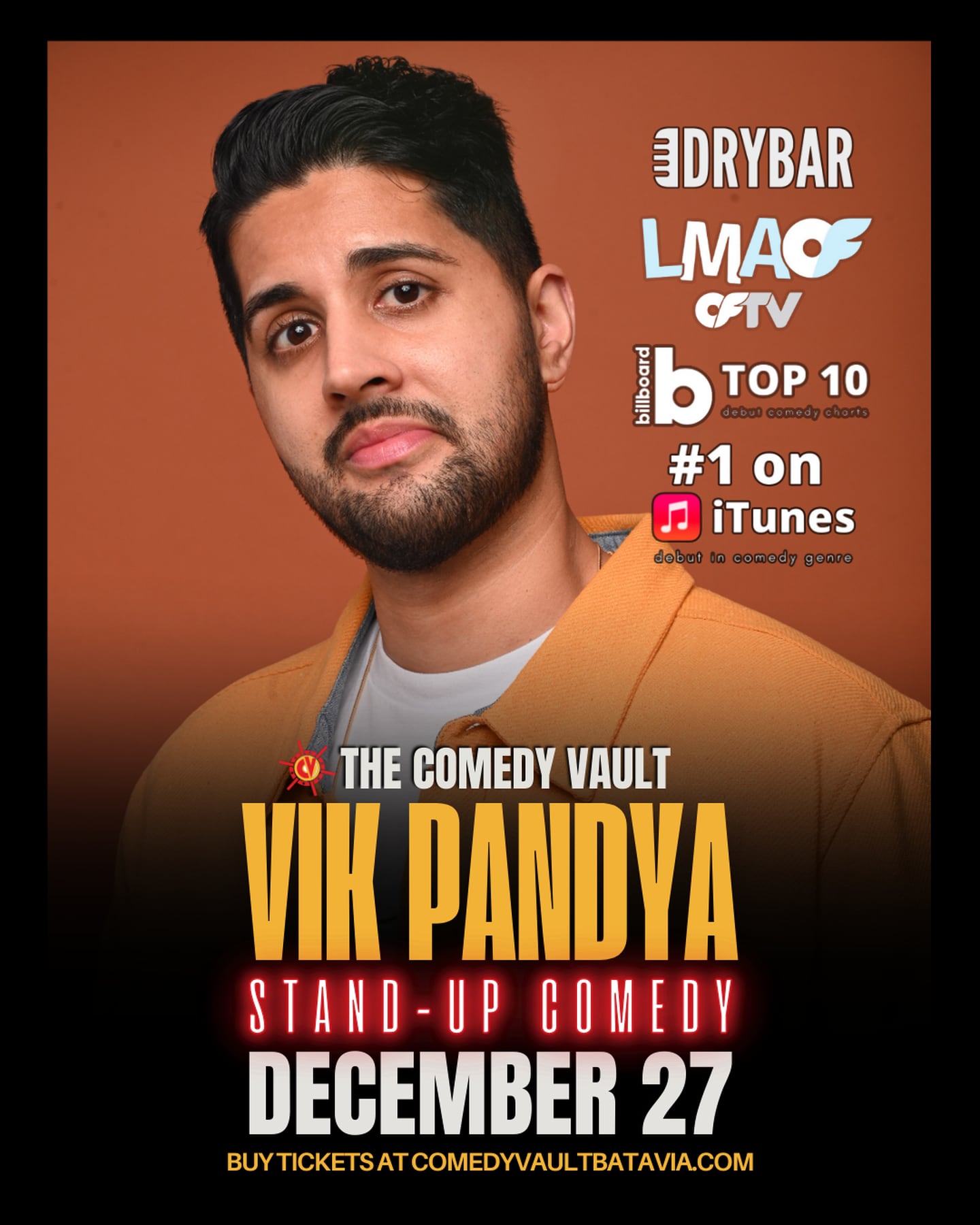 Chicago favorite Vik Pandya will perform at The Comedy Vault in Batavia Dec. 27.