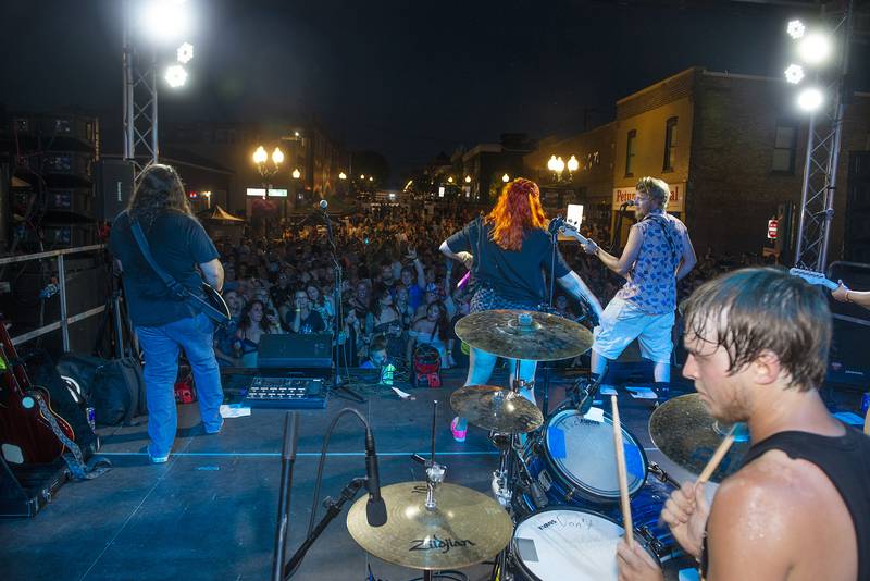 Local band “Class Field Trip” plays to a large and excited crowd Saturday, July 2, 2022 at Dixon’s Petunia Fest. This was the first time the band had played the fest.