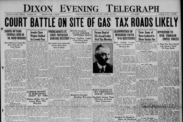 Historical covers for April 25: Court Battle on Site of Gas Tax Roads Likely