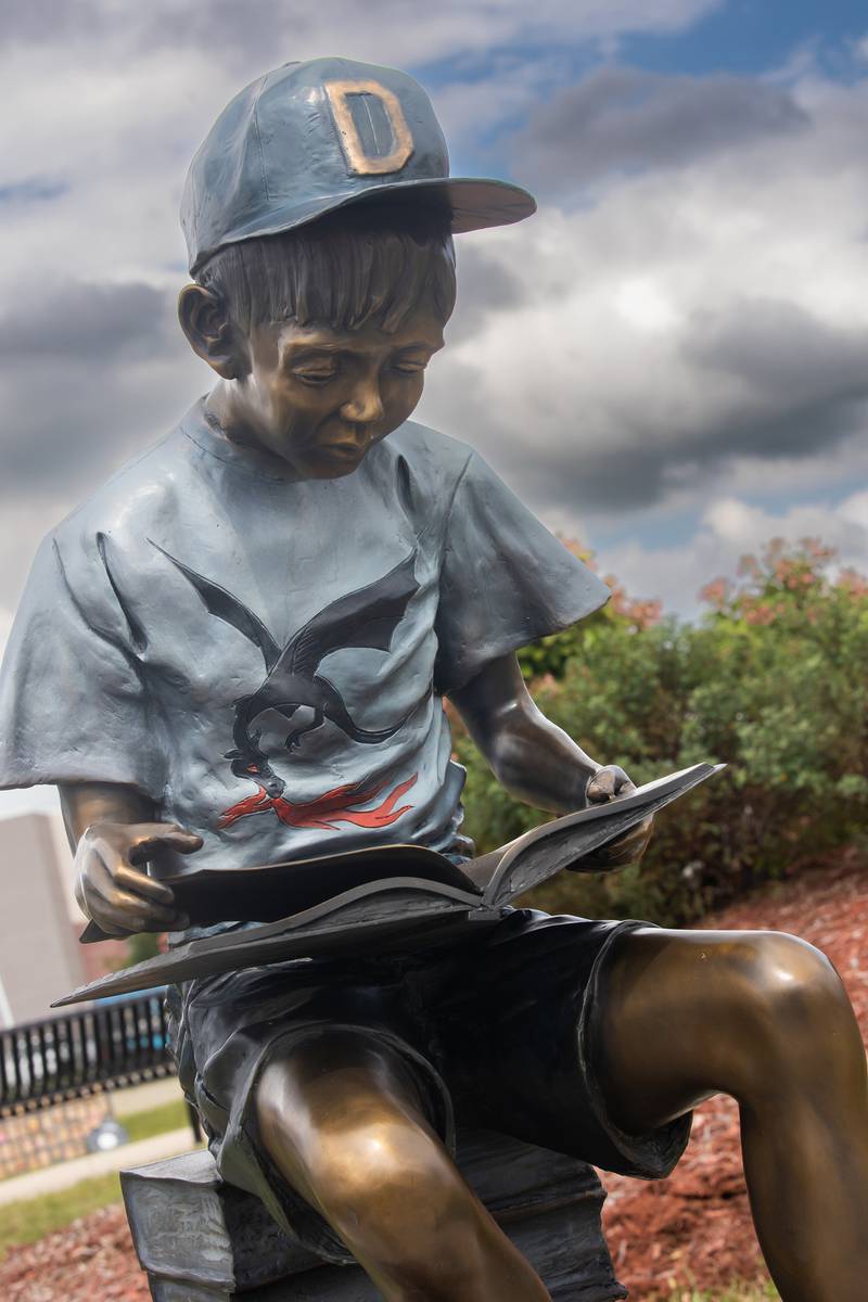James Haire created “Book For Everyone” for the fifth annual Rock Falls Tourism Art in the Park display. It was part of the annual Sculpture Walk at RB&W Park Saturday, Sept. 3, 2022.