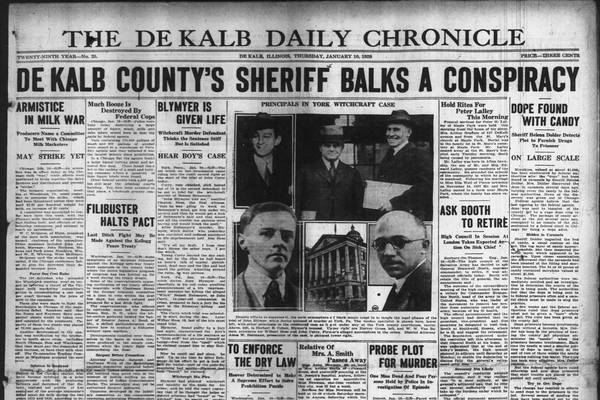 “DeKalb County’s Sheriff Balks a Conspiracy” and more history on our Jan. 10 covers through our 175 years