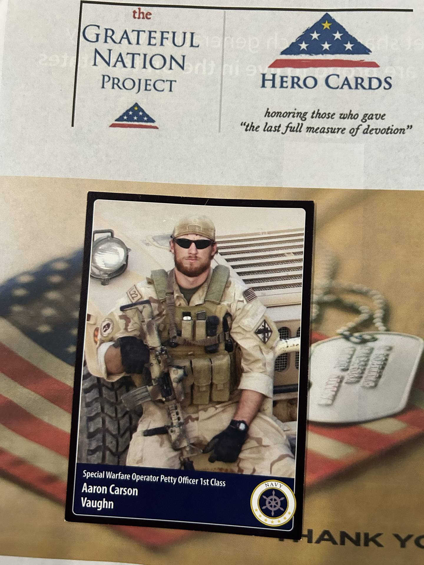 Students receive a "Hero Card" giving them basic information to start their research on fallen veterans in The Grateful Nation Project.