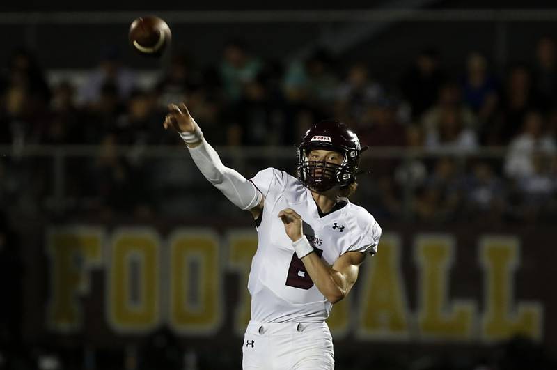 Marengo's Joshua Holst throws the ball during a Kishwaukee River Conference football game Friday, Sept. 9, 2022, between Richmond-Burton and Marengo at Richmond-Burton Community High School.