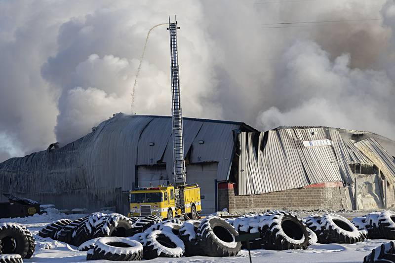 A fire at Moore Tires in Rock Falls broke out in the early morning hours Tuesday, Jan. 16, 2024.
