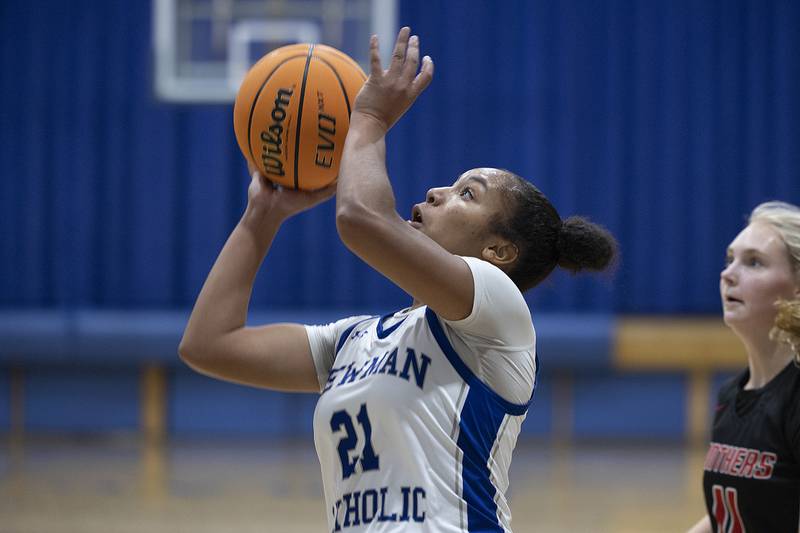 Newman’s Gisselle Martin puts up a shot Erie-Prophetstown Thursday, Dec. 12, 2024, at Newman High School.