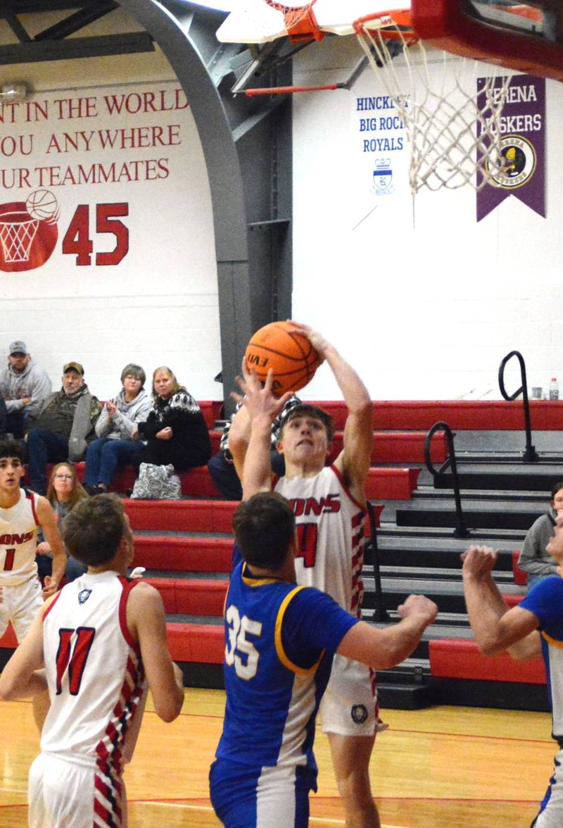 LaMoille's Ed Fry shoots against Galva Thursday night in LaMoille.