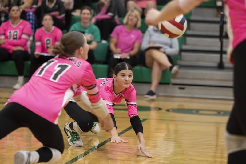 Rock Falls’ Kaltrina Lecaj eyes the ball in a game against Stillman Valley Tuesday, October 8, 2024 at Rock Falls High School.