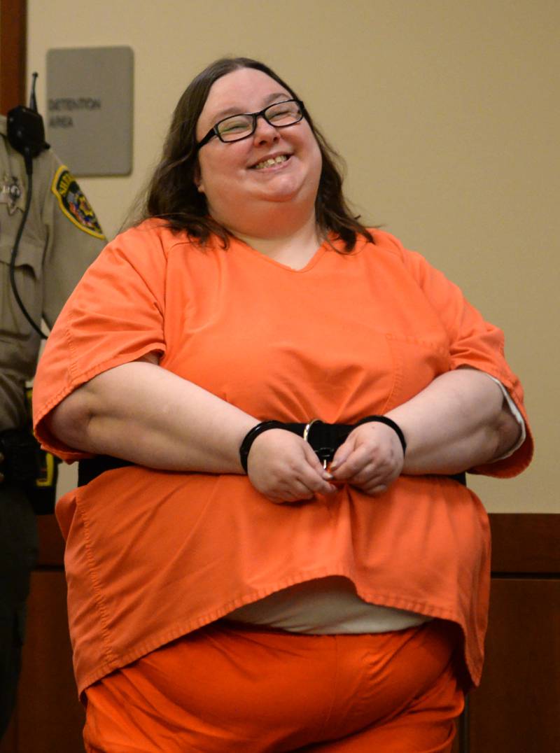 Sarah Safranek is escorted into an Ogle County courtroom in Oregon on Wednesday, Nov.. 8, 2023.