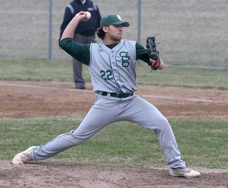 St. Bede's Alan Spencer delivers a pitch against Ottawa on Wednesday, March 22, 2023 at Ottawa High School.
