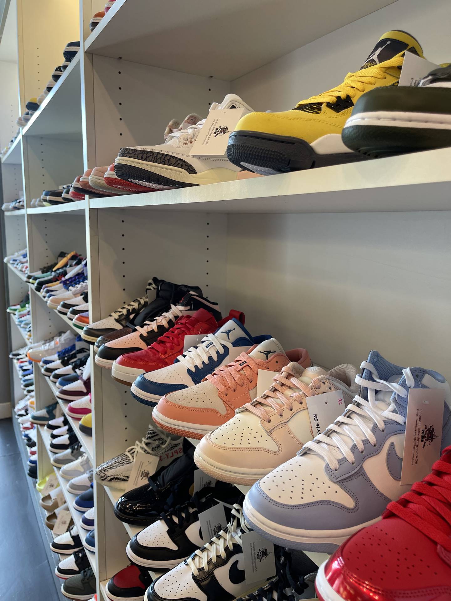 Specialty limited edition sneakers in stock at The Dawg House, 206 Commons Drive, a new store that opened in the Geneva Commons.