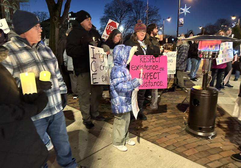 A candlelight vigil was held Friday, Jan. 9, 2026 on one corner of the Ogle County Courthouse square in Oregon for Renee Nicole Good, the Minnesota woman who was shot and killed during an Immigration and Customs Enforcement (ICE) operation Jan. 7 in Minneapolis. Approximately 100 people attended the Oregon event that was organized by Indivisible of Ogle County.