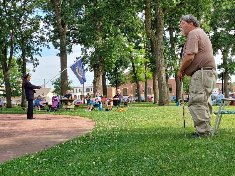 The Joliet American Legion Band performs its "Armed Forces Salute" on Saturday, June, 15, 2024, as veterans stand in honor of the military branches they served.