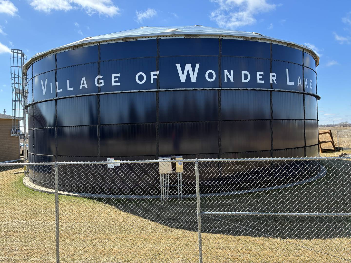 Wonder Lake Stonewater subdivision's water tank on Friday, March 27, 2026.