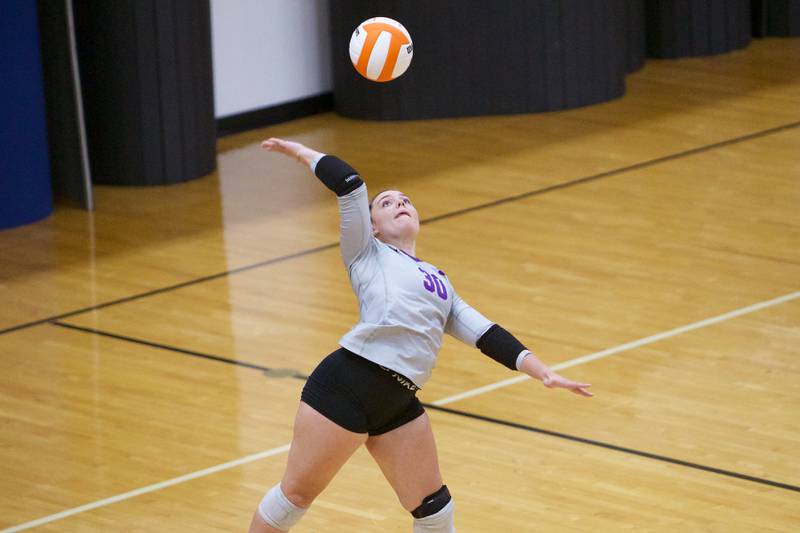 Hampshire's Kaylee Obrzut with the return against McHenry on Tuesday, Sept. 6,2022 in McHenry.