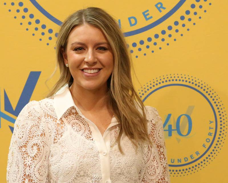 Abbie Kennedy, Employee and Hostess/Waitstaff, Sabic and B.A.S.H. poses for a photo during the Illinois Valley Chamber of Commerce 40 Under Forty Awards Gala on Thursday, Feb. 9, 2023 at Westclox in Peru.