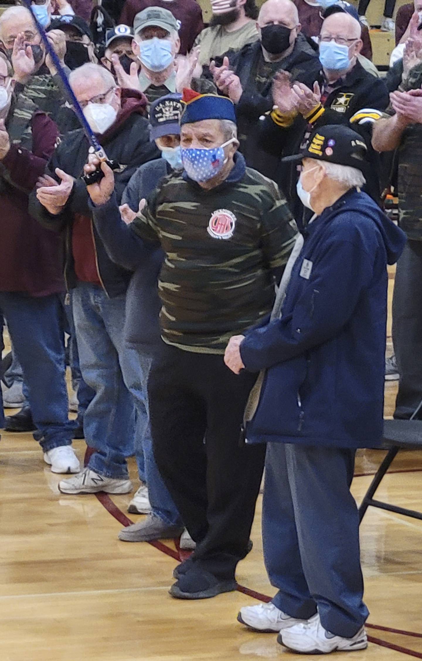 Three World War II veterans: Joe Belman, Rich Olund and Stanley Gubala attended the seventh annual Veterans Appreciation Night at Lockport Township High School's east campus on Friday, Feb. 4, 2022.