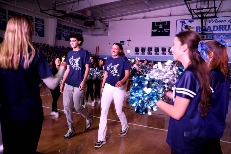 Nazareth Academy seniors Talen Pearson and Danielle Scully were named the senior representatives to the homecoming court during a homecoming pep rally at the La Grange Park school on Friday, Sept. 29, 2023.