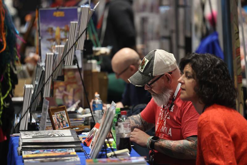 Hundreds of artist set up booths on the show floor to sign autographs and sell and promote their work at C2E2 Chicago Comic & Entertainment Expo on Sunday, April 2, 2023 at McCormick Place in Chicago.