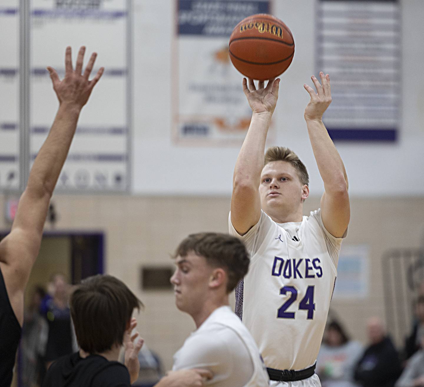 Dixon’s Eli Davidson puts up a shot against Stillman Valley Thursday, Dec. 14, 2023 at Dixon High School.