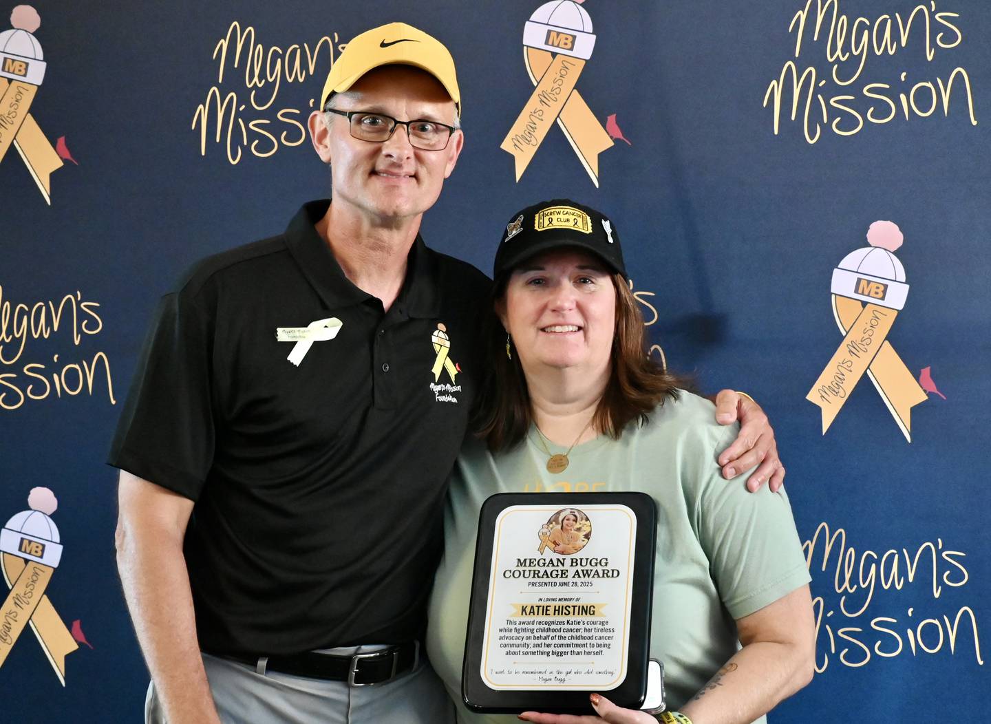 The Megan’s Mission Foundation awarded its first annual Megan Bugg Courage Award to honor the memory of Katie Histing, who passed away on Nov. 25, 2024 from Ewing's Sarcoma. Katie was one of Megan’s closet friends in the childhood cancer community. Katie’s mom, Lynn Histing attended the golf outing to accept the award in her daughter’s honor.