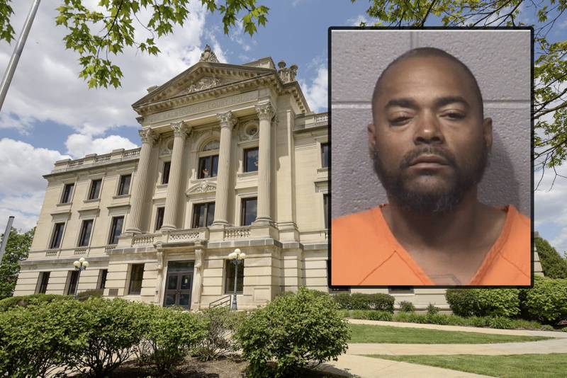 Edgar S. Perkins, 44, of DeKalb, has been charged with attempted murder after police said he stabbed a woman multiple times during an attack in the early morning hours Saturday, Nov. 2, 2024. (Inset image provided by DeKalb County Jail)