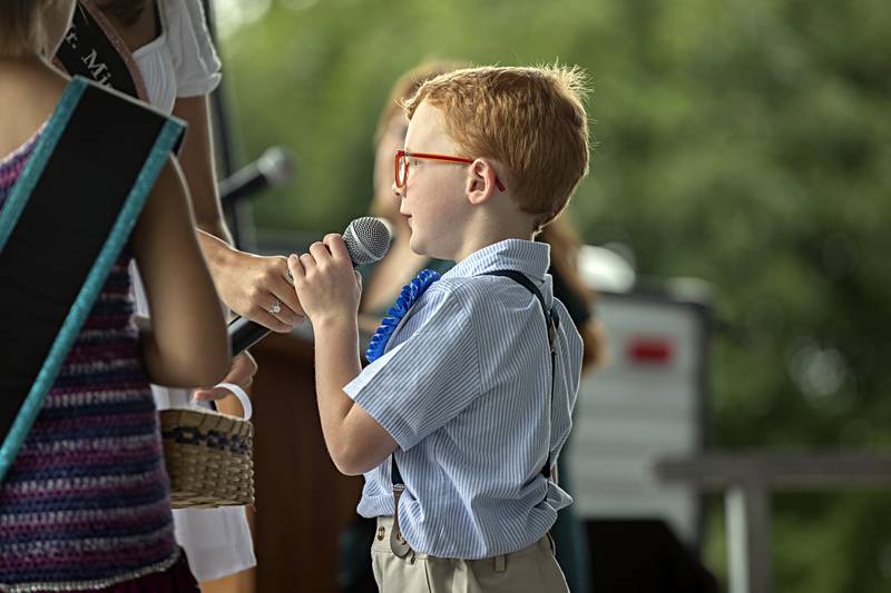 Calvin Jackson answers a question Wednesday August 2, 2023 during the Little Mister Ogle County pageant.