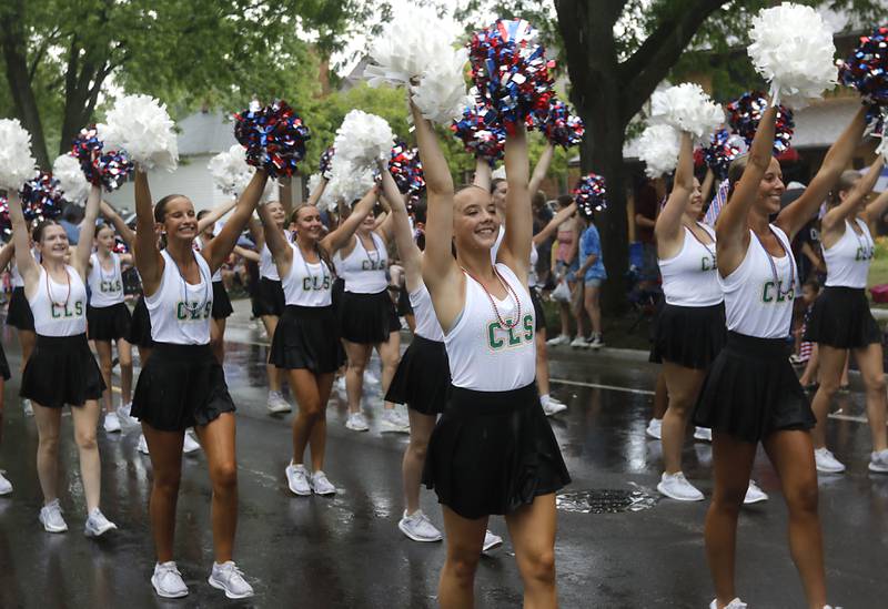 Members of the Crystal Lake Sough High School Dance team perform on Sunday, July 6, 2024, during Crystal Lake’s annual Independence Day Parade on Dole Avenue in Crystal Lake.