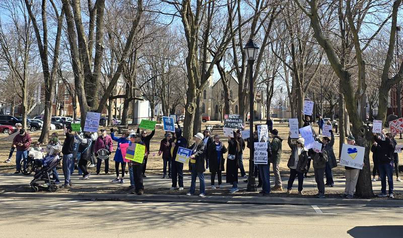 Several residents participated in the March for Democracy on Saturday, March 8, 2025, in downtown Ottawa. They carried signs with messages supporting Ukraine, federal workers and Medicaid, among other topics.