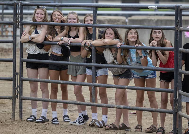 Morrison junior high friends pose for a picture while enjoying the rodeo Wednesday, August 14, 2024, at the Whiteside County Fair in Morrison.
