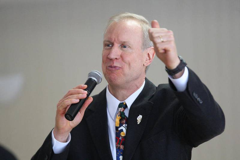 Illinois Governor Bruce Rauner speaks to locals about his Turnaround Agenda at the Hopkins Park Terrace Room in DeKalb on Friday March 6, 2015.