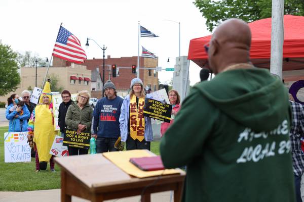 Dozens gather for May Day Strong rally Friday in Kankakee