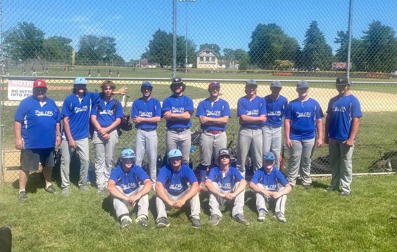 Seventh-seeded Princeton Post 125 defeated No. 6 Galesburg Extreme 7-4 and then No. 5 Kewanee 13-3 to capture the Silver Division championship in Sunday's Nolan Keane Tournament Sunday in Kewanee. Team members are
(front row, from left) Isaac Attig, Sam Rouse, Brandon Wray and Nolan Kloepping; and (back row) Coach Dave Camp, Brik Rediger, Seth Spratt, Brad McCall, Luke Kelty, Domonic Galletti, James Starkey, Landen Koning, Luke Smith and Gage Starkey.
.