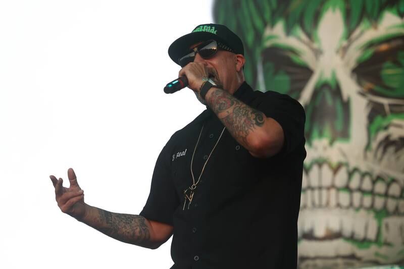 Louis "B-Real" Freese of Cypress Hill performs at Riot Fest on Friday, Sept. 20, 2024 in Chicago.