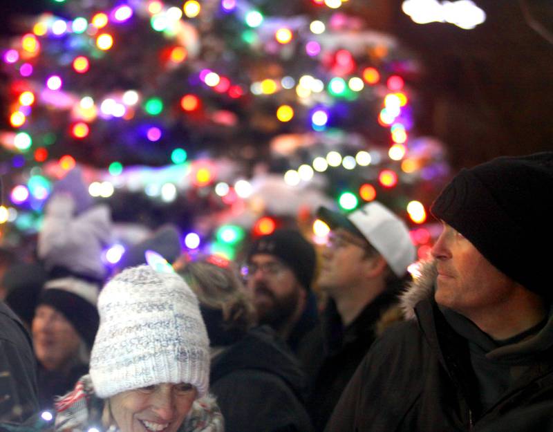 People watch fireworks at A Very Merry Huntley on Saturday, Dec. 6, 2025.