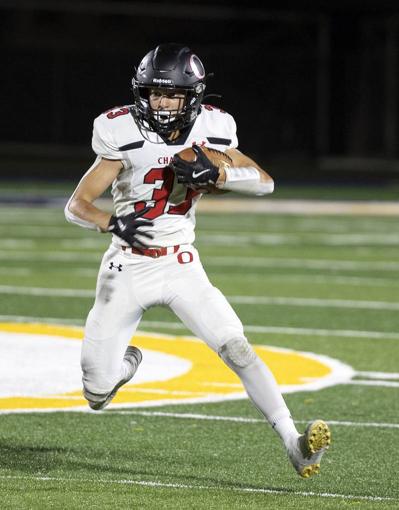 Orion’s Griffin Tennant looks for running room against Newman Friday, Sept. 20, 2024, at Roscoe Eades Stadium in Sterling.