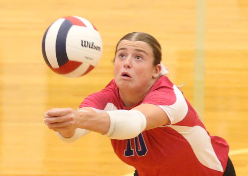Princeton's Makayla Hecht returns a serve from Hall on Thursday, Oct. 9, 2025 at Hall High School.