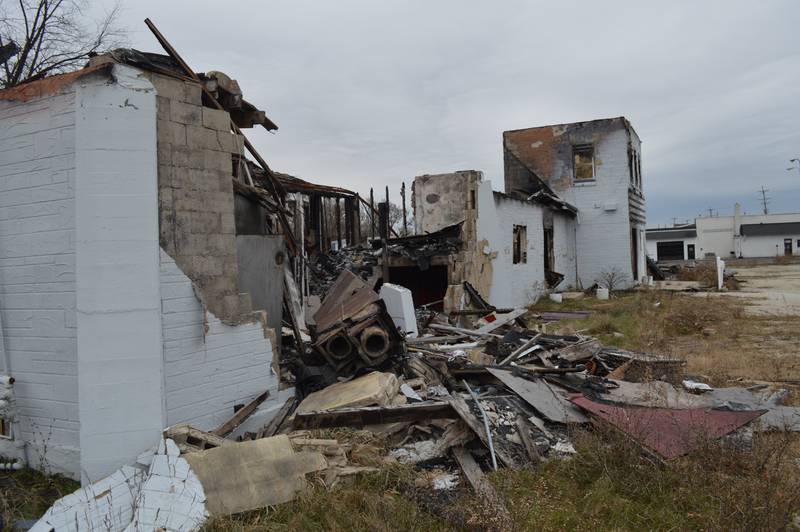 Rubble remains on the site of the former Just For Fun roller rink on Route 31 in McHenry on Thursday, Dec. 9, 2021. The city has filed a lawsuit against the property's owners in a bid to take ownership of the parcel.